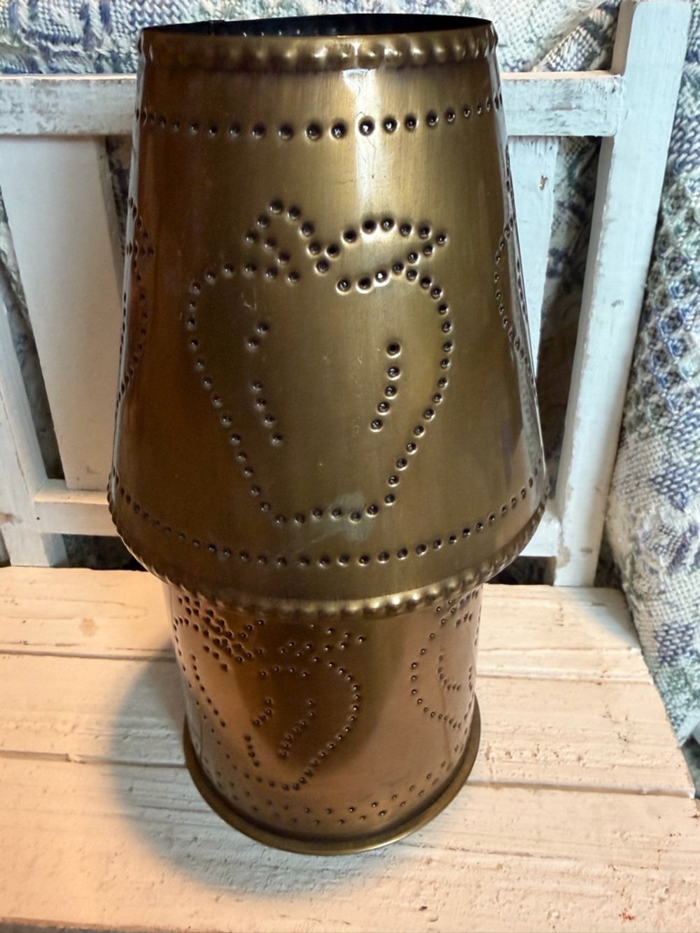 Brass-Toned Metal Heart Lantern